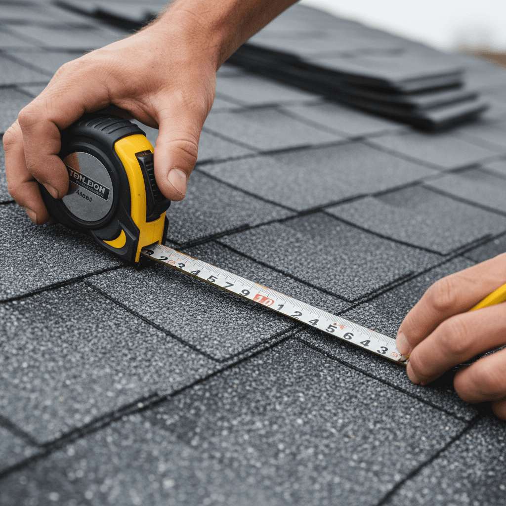 Contractor reviewing a quote with roofing materials nearby