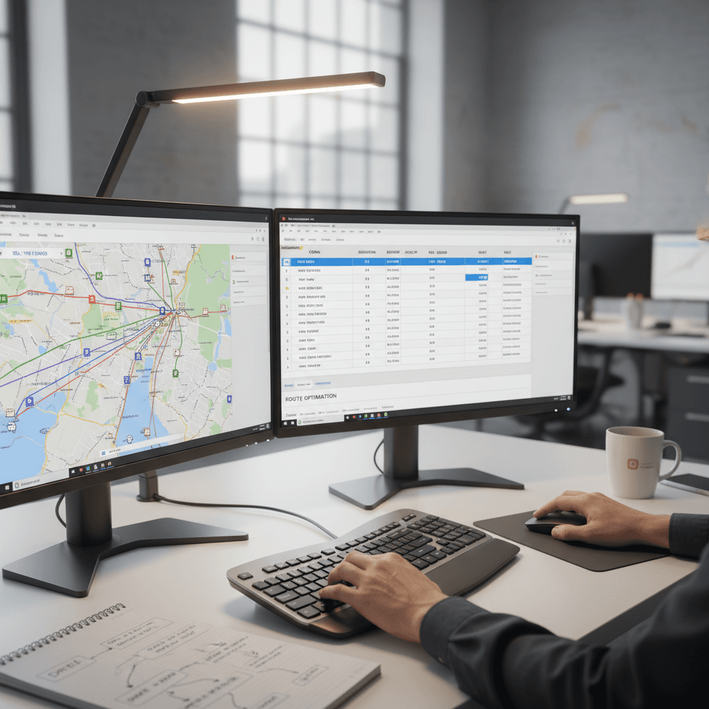 Supplier reviewing delivery schedules and order status on paperwork and phone